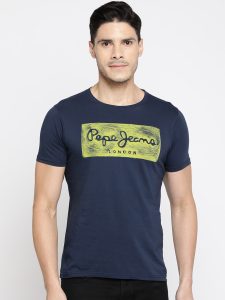 Pepe Jeans Men Solid Round Neck Cotton Blend Grey T-Shirt