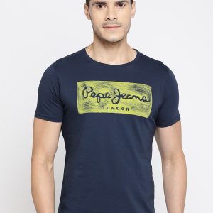 Pepe Jeans Men Solid Round Neck Cotton Blend Grey T-Shirt