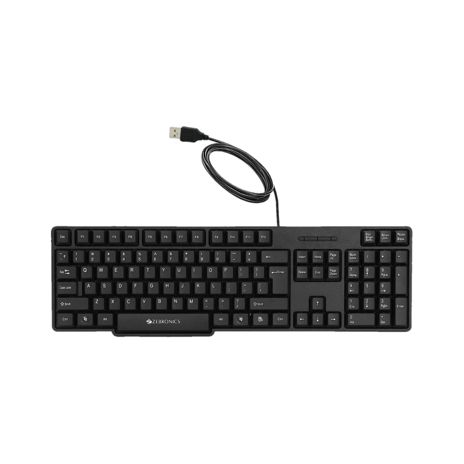 ZEBRONICS Zeb-K20 Zeb-K65 Wired USB Standard Desktop Keyboard with UV Coated Keys for Desktop, Laptop and Mac - Black